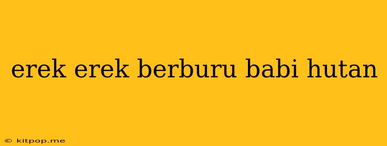 Erek Erek Berburu Babi Hutan