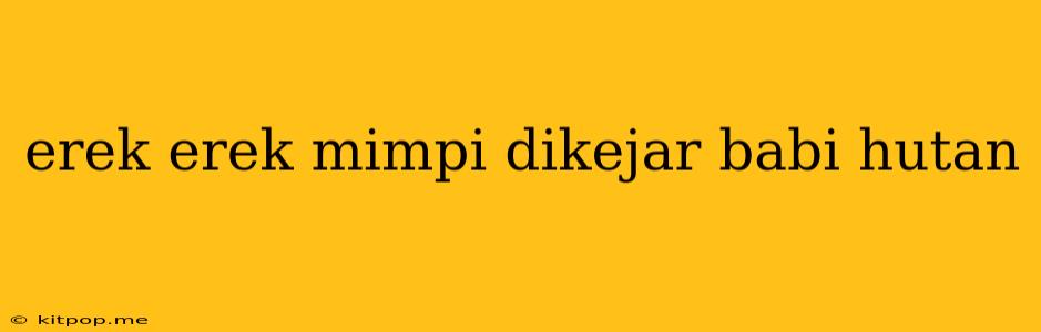 Erek Erek Mimpi Dikejar Babi Hutan