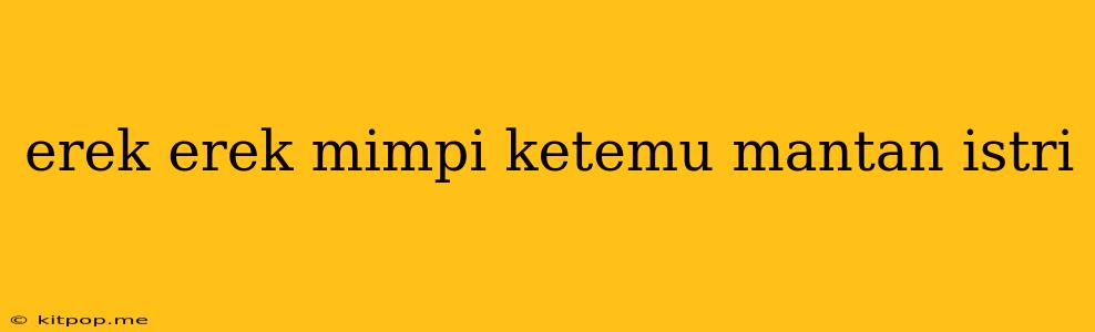 Erek Erek Mimpi Ketemu Mantan Istri