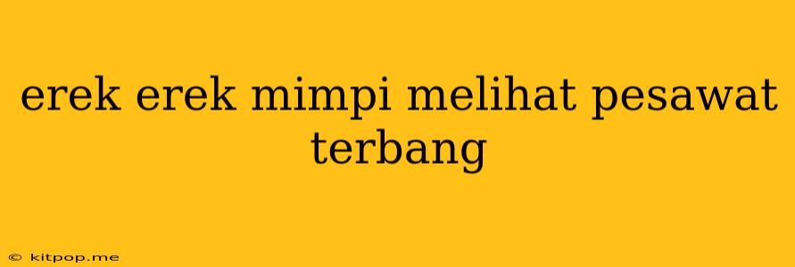 Erek Erek Mimpi Melihat Pesawat Terbang