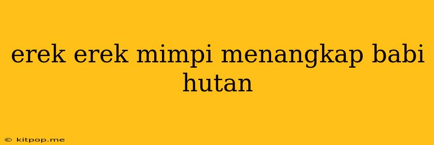 Erek Erek Mimpi Menangkap Babi Hutan