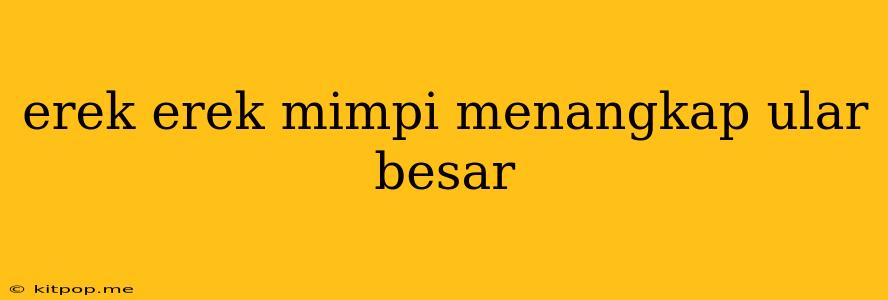 Erek Erek Mimpi Menangkap Ular Besar