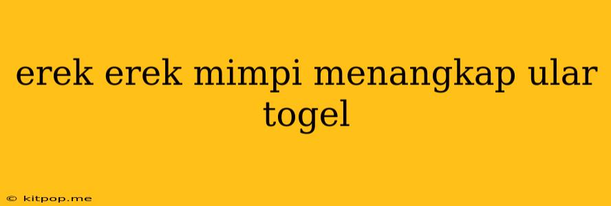 Erek Erek Mimpi Menangkap Ular Togel