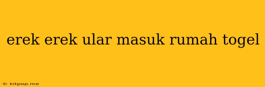 Erek Erek Ular Masuk Rumah Togel