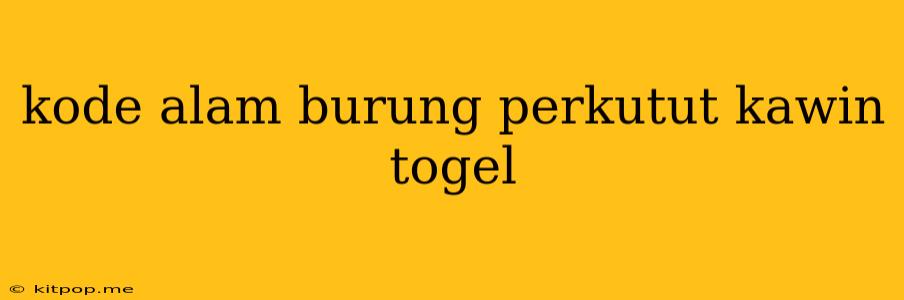 Kode Alam Burung Perkutut Kawin Togel