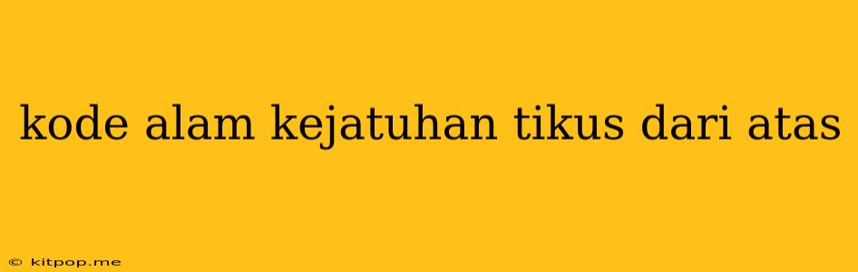 Kode Alam Kejatuhan Tikus Dari Atas