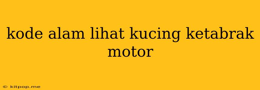 Kode Alam Lihat Kucing Ketabrak Motor