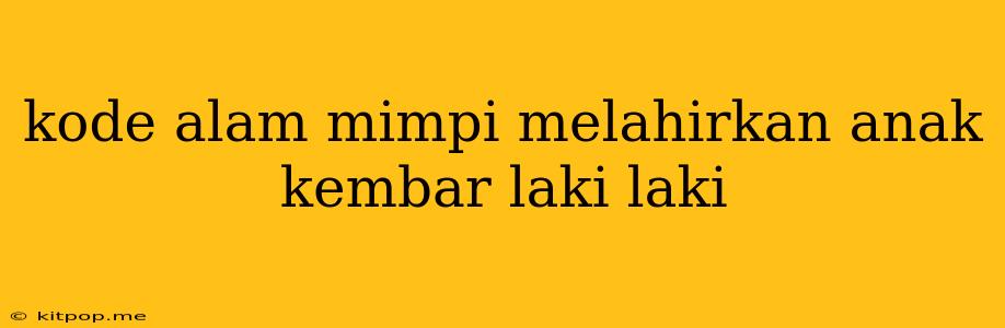 Kode Alam Mimpi Melahirkan Anak Kembar Laki Laki