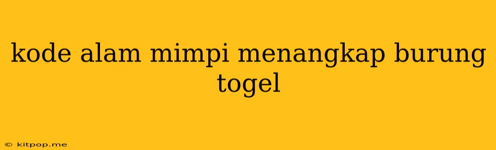 Kode Alam Mimpi Menangkap Burung Togel