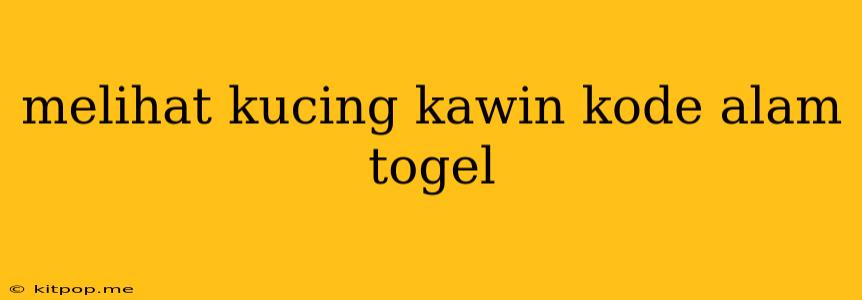 Melihat Kucing Kawin Kode Alam Togel