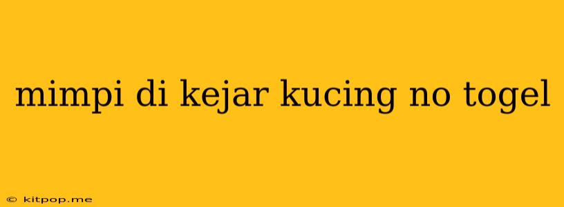 Mimpi Di Kejar Kucing No Togel