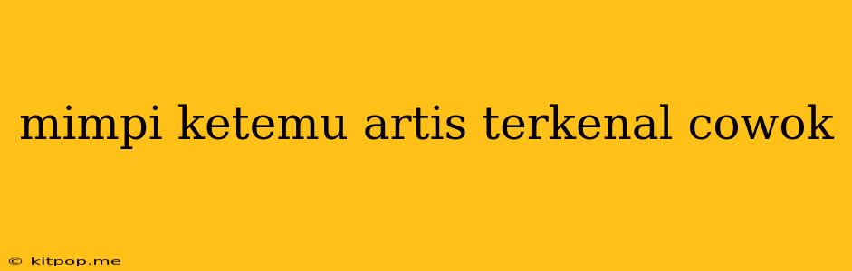 Mimpi Ketemu Artis Terkenal Cowok