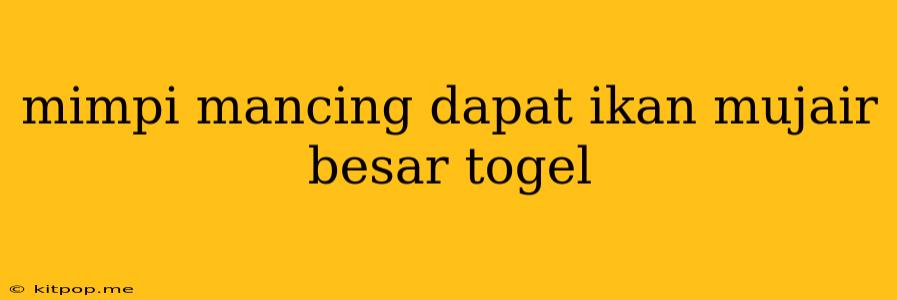 Mimpi Mancing Dapat Ikan Mujair Besar Togel