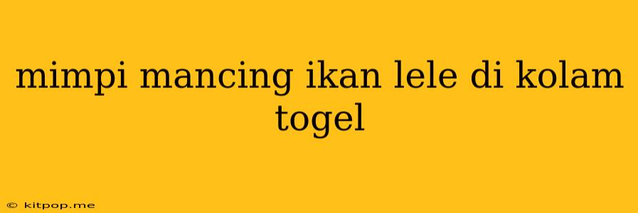 Mimpi Mancing Ikan Lele Di Kolam Togel