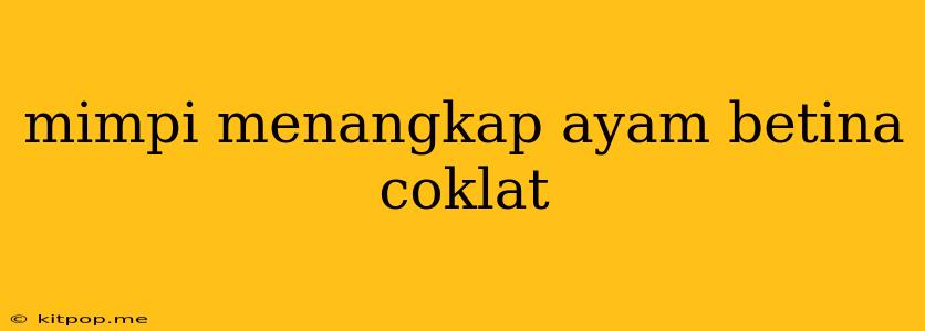 Mimpi Menangkap Ayam Betina Coklat