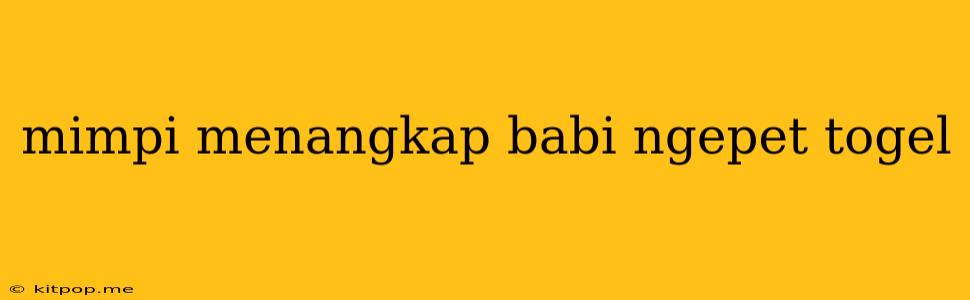 Mimpi Menangkap Babi Ngepet Togel