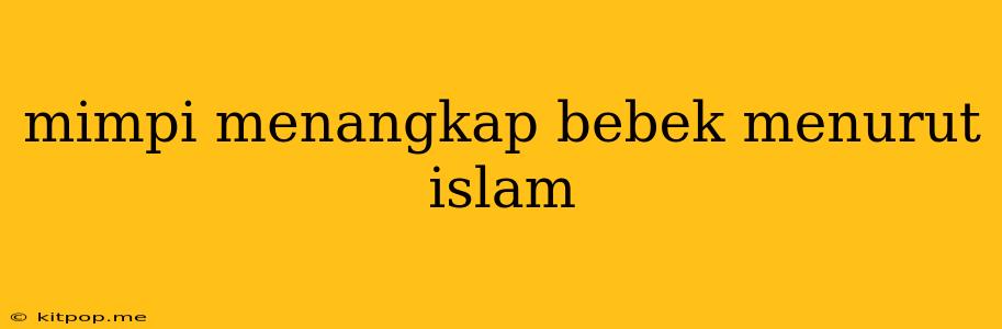 Mimpi Menangkap Bebek Menurut Islam