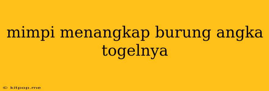 Mimpi Menangkap Burung Angka Togelnya