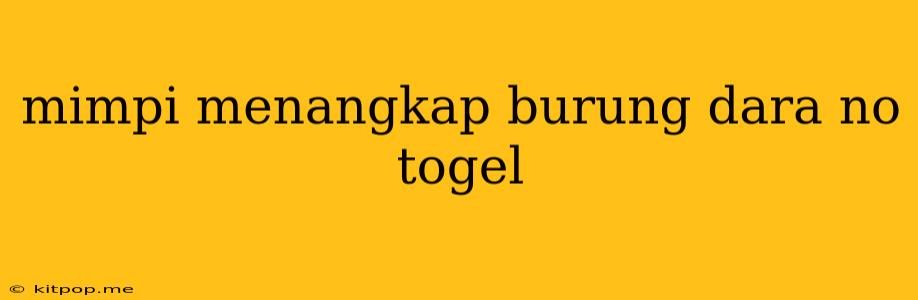 Mimpi Menangkap Burung Dara No Togel