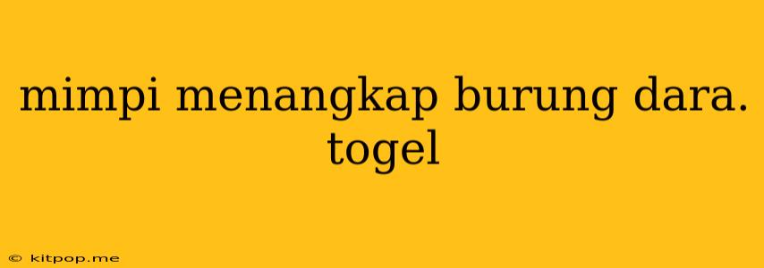 Mimpi Menangkap Burung Dara. Togel