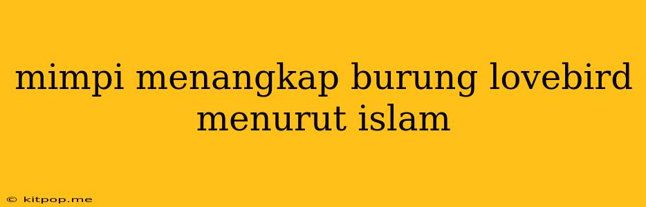 Mimpi Menangkap Burung Lovebird Menurut Islam