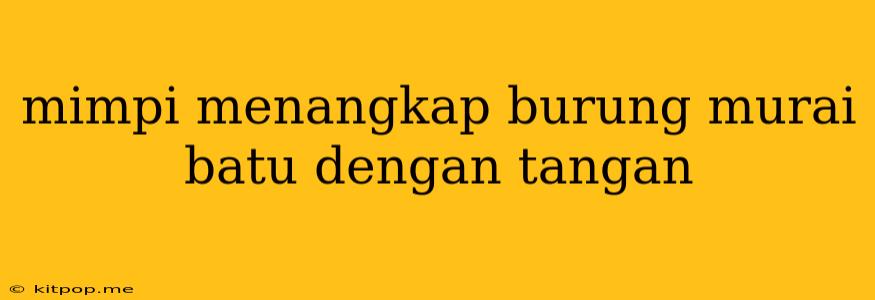 Mimpi Menangkap Burung Murai Batu Dengan Tangan