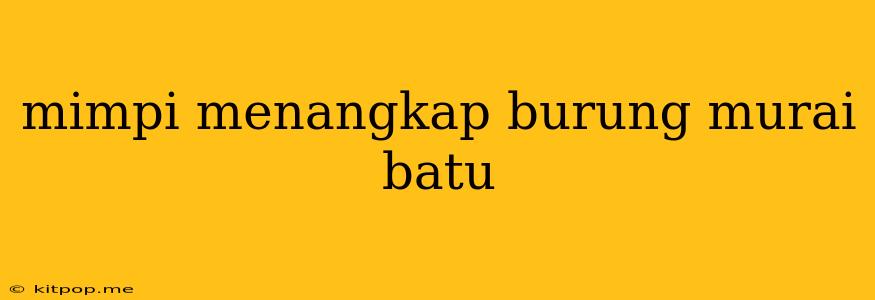 Mimpi Menangkap Burung Murai Batu