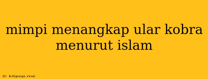 Mimpi Menangkap Ular Kobra Menurut Islam