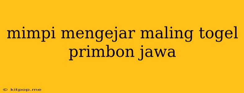 Mimpi Mengejar Maling Togel Primbon Jawa