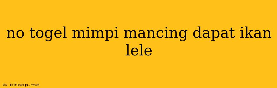 No Togel Mimpi Mancing Dapat Ikan Lele