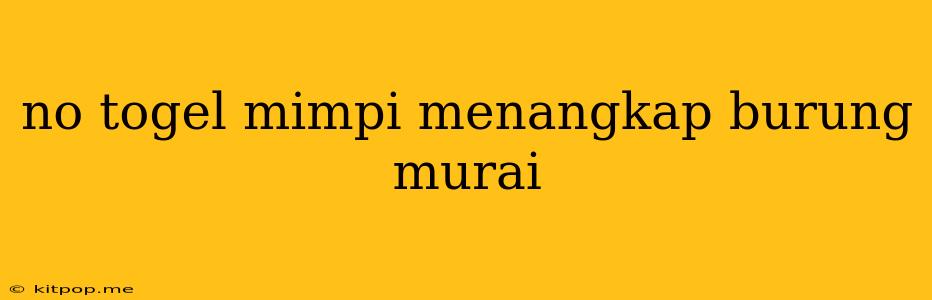 No Togel Mimpi Menangkap Burung Murai