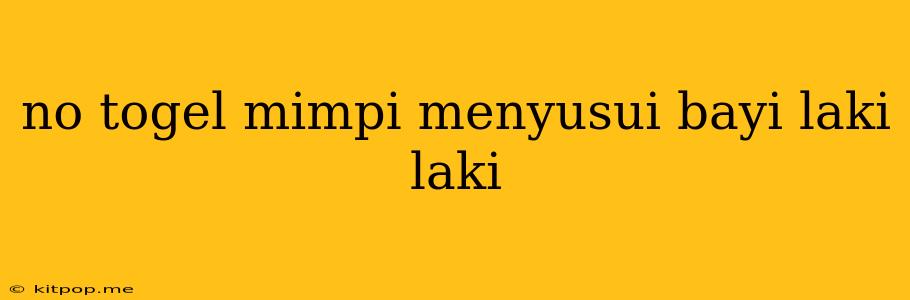 No Togel Mimpi Menyusui Bayi Laki Laki