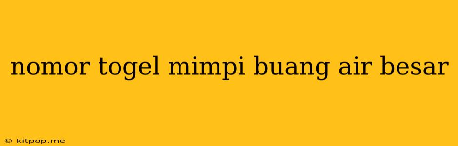 Nomor Togel Mimpi Buang Air Besar