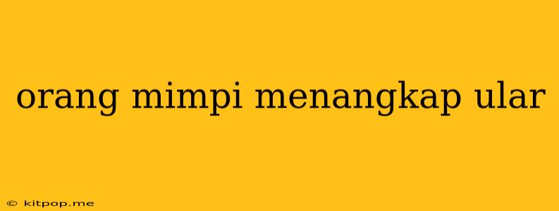 Orang Mimpi Menangkap Ular