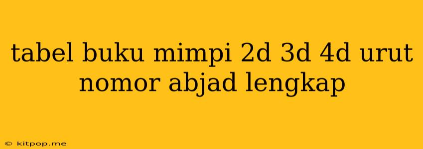 Tabel Buku Mimpi 2d 3d 4d Urut Nomor Abjad Lengkap