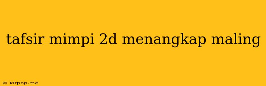 Tafsir Mimpi 2d Menangkap Maling