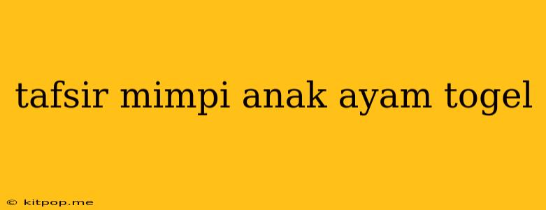 Tafsir Mimpi Anak Ayam Togel