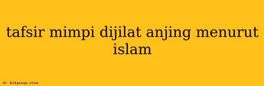 Tafsir Mimpi Dijilat Anjing Menurut Islam