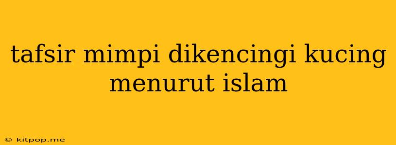 Tafsir Mimpi Dikencingi Kucing Menurut Islam