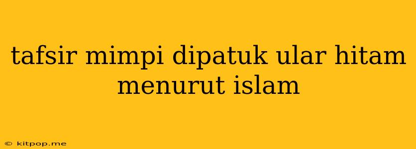 Tafsir Mimpi Dipatuk Ular Hitam Menurut Islam