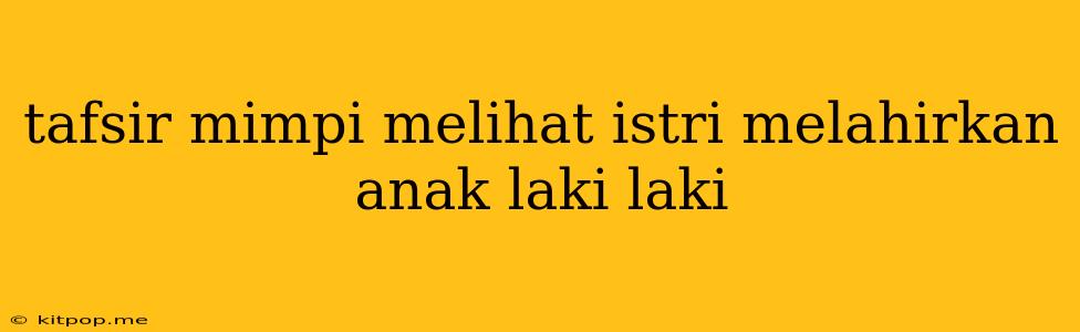 Tafsir Mimpi Melihat Istri Melahirkan Anak Laki Laki